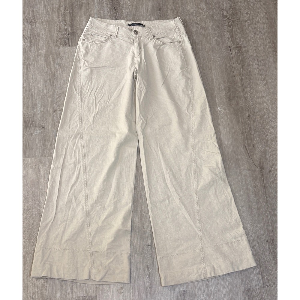 Vanilla Star Beige Wide Leg Jeans High Waisted Khaki Flare Trousers Womens 28x31